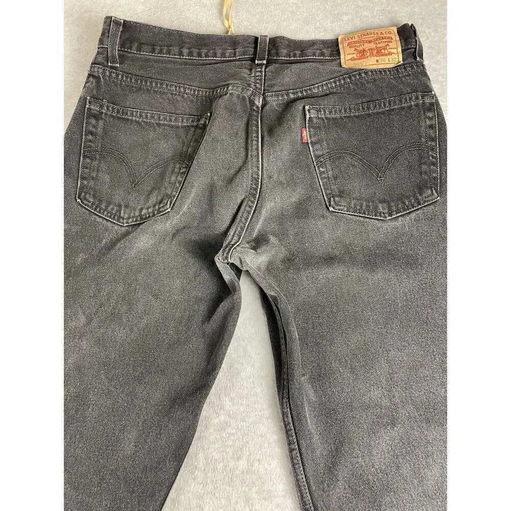 Levis 505 Jeans Adult 36x32 Black Denim Regular Fit Straight Leg Distressed